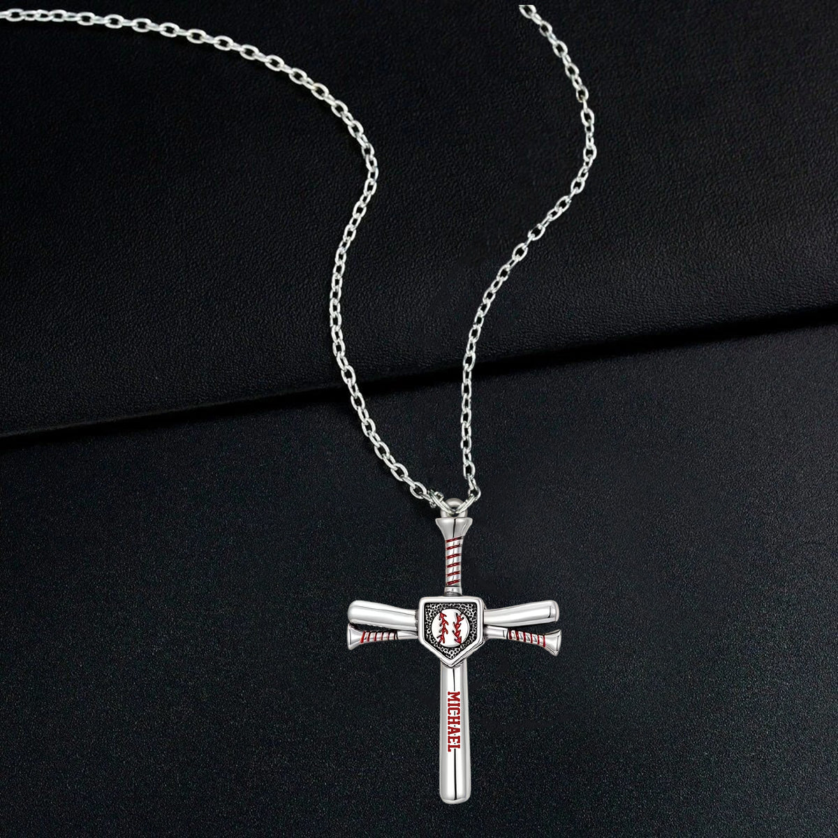 Gott lieben, Baseball spielen - Personalisierte Baseballförmige Metallanhänger-Halskette