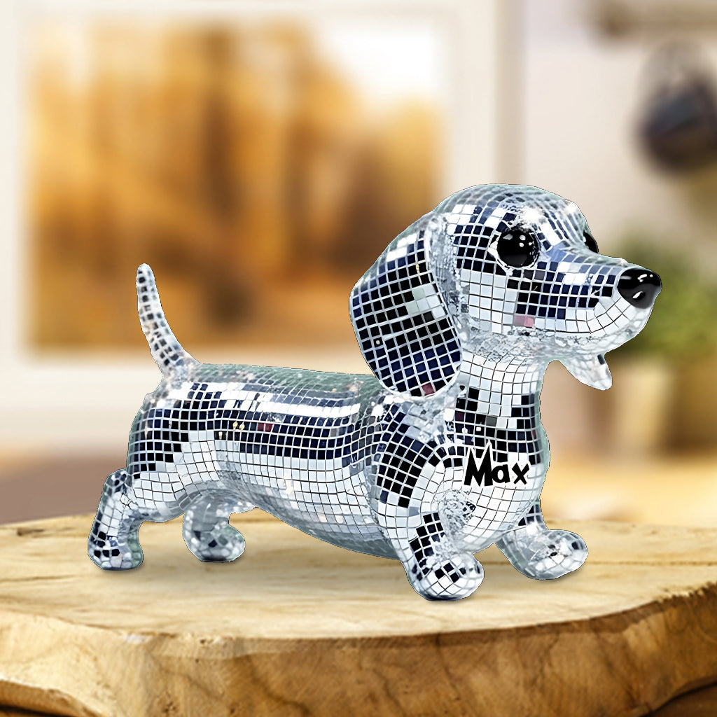 Mosaic Disco Niedliche Hunde - Personalisierte Acrylplakette in Hundeform
