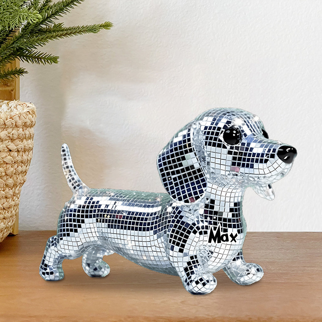 Mosaic Disco Niedliche Hunde - Personalisierte Acrylplakette in Hundeform