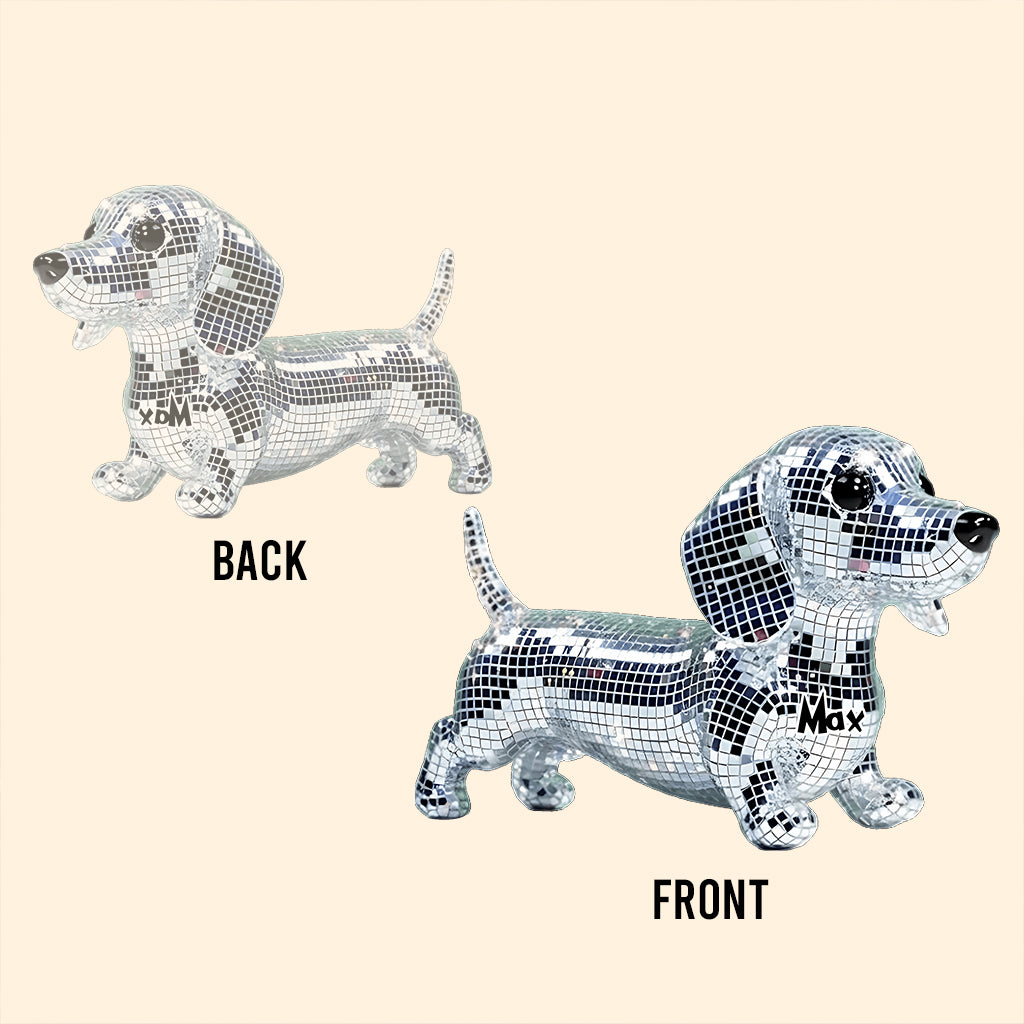 Mosaic Disco Niedliche Hunde - Personalisierte Acrylplakette in Hundeform