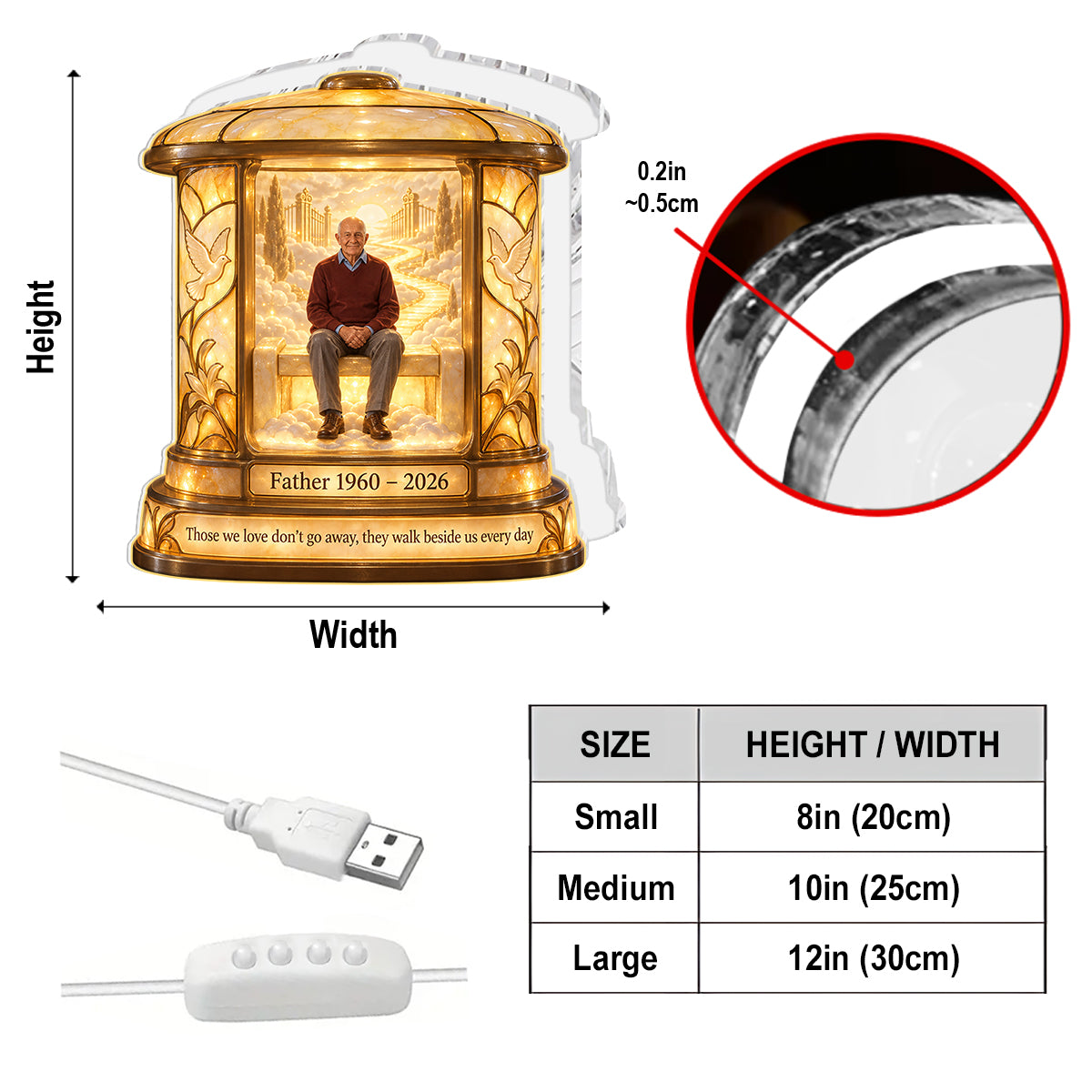 Personalized Memorial Gift, A Beautiful Keepsake to Honor a Loved One - Personalized Memorial Acrylic LED Night Light