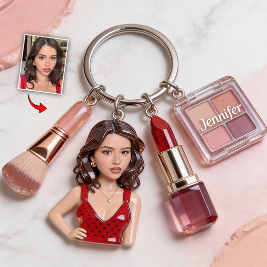 Individuelles Foto - Personalisierter Makeup Premium Schlüsselanhänger mit Charms