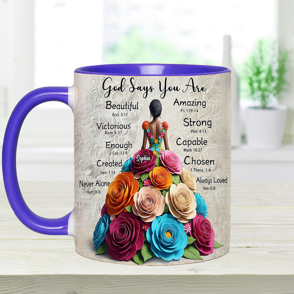 Gott sagt, du bist es – Personalisierte Tasse mit afroamerikanischem Akzent