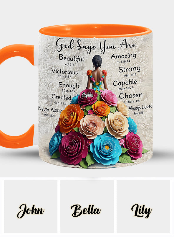 Gott sagt, du bist es – Personalisierte Tasse mit afroamerikanischem Akzent