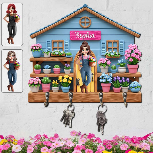 Willkommen in meinem Garten – Personalisierter, individuell geformter Schlüsselhalter für Gartenartikel