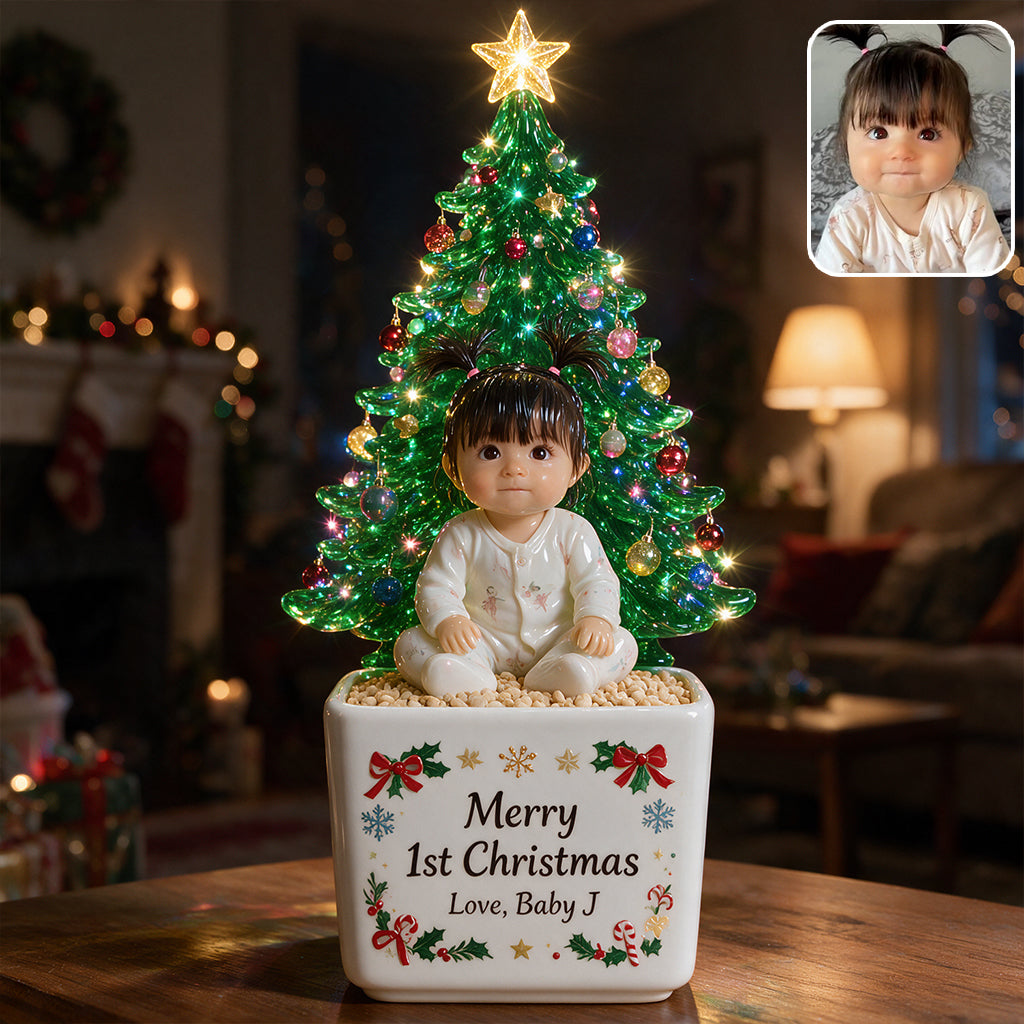 Kleines Weihnachten - Personalisierter LED Licht Keramiktopf