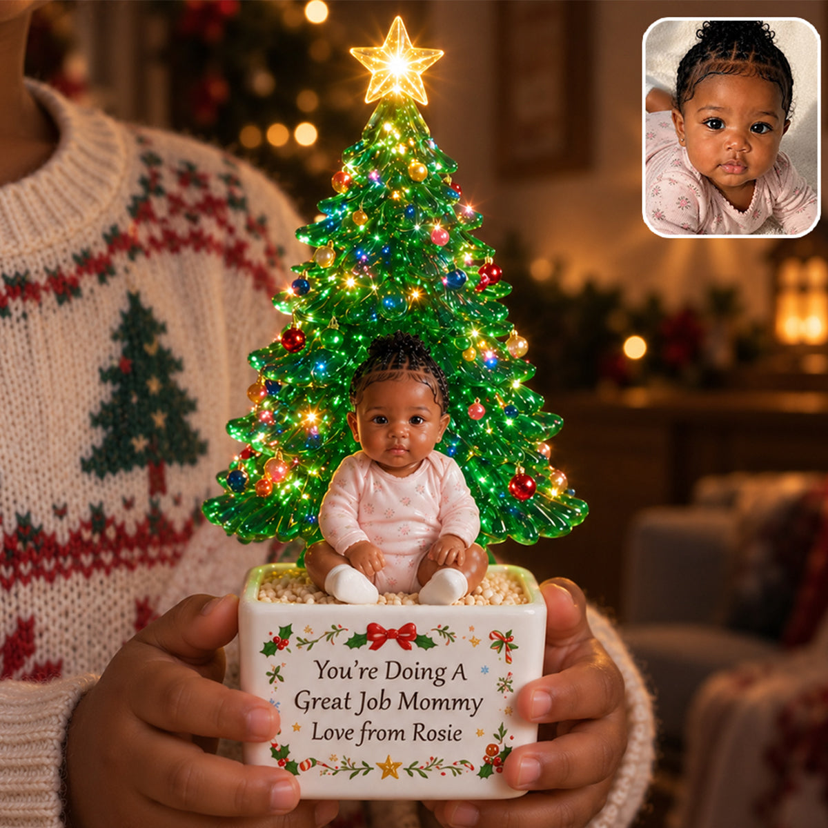 Kleines Weihnachten - Personalisierter LED Licht Keramiktopf