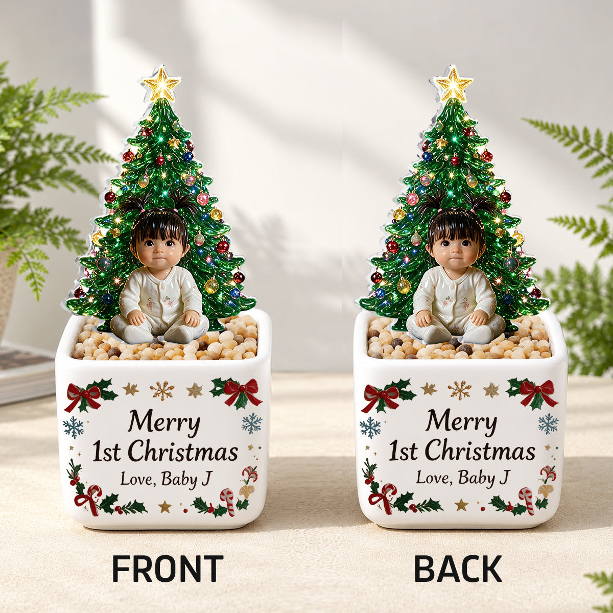 Kleines Weihnachten - Personalisierter LED Licht Keramiktopf