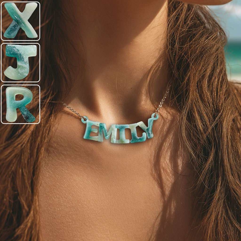 Personalisierte Halskette mit Anhänger aus Treibglas für Meeresliebhaber