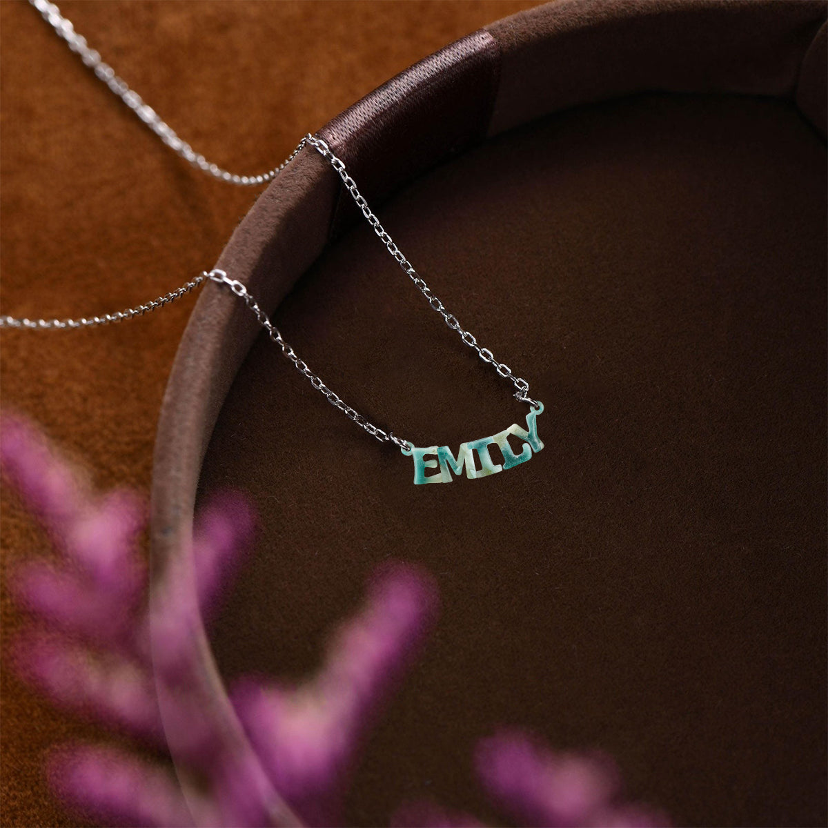 Personalisierte Halskette mit Anhänger aus Treibglas für Meeresliebhaber