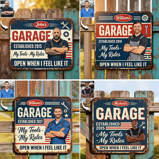 Mechaniker Garage - Personalisierte Metalltafel für Mechaniker