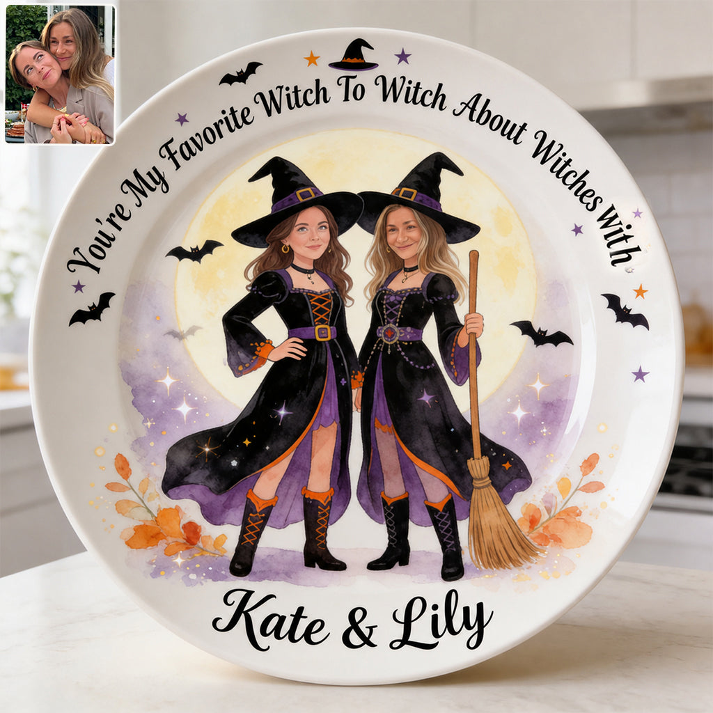 Witch Besties - Personalized Witch Ceramic Round Plate