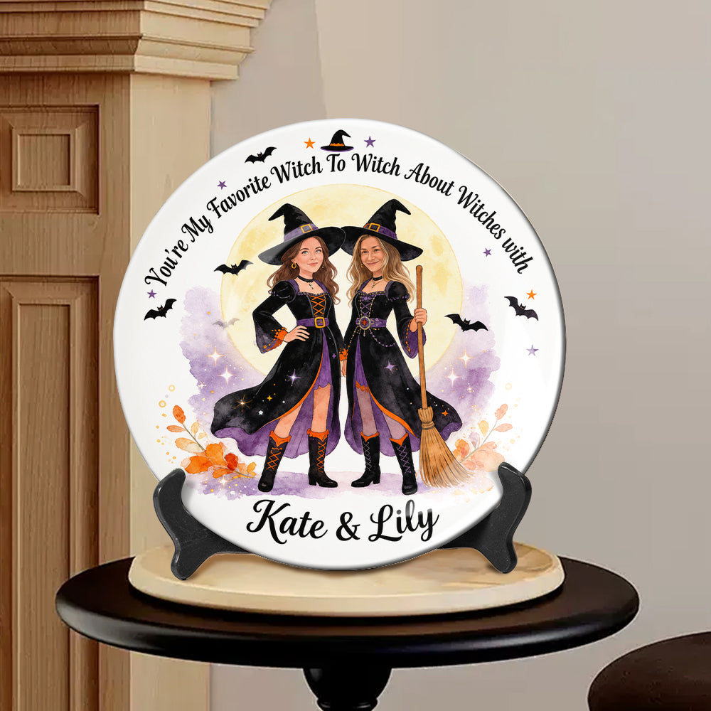 Witch Besties - Personalized Witch Ceramic Round Plate