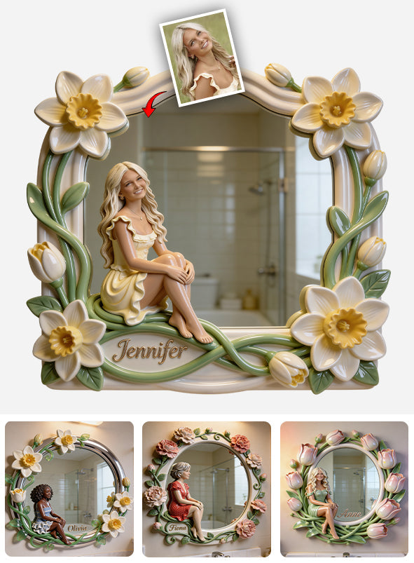 Custom Any Photo And Flower - Personalized Self Love Wall Hanging Mirror