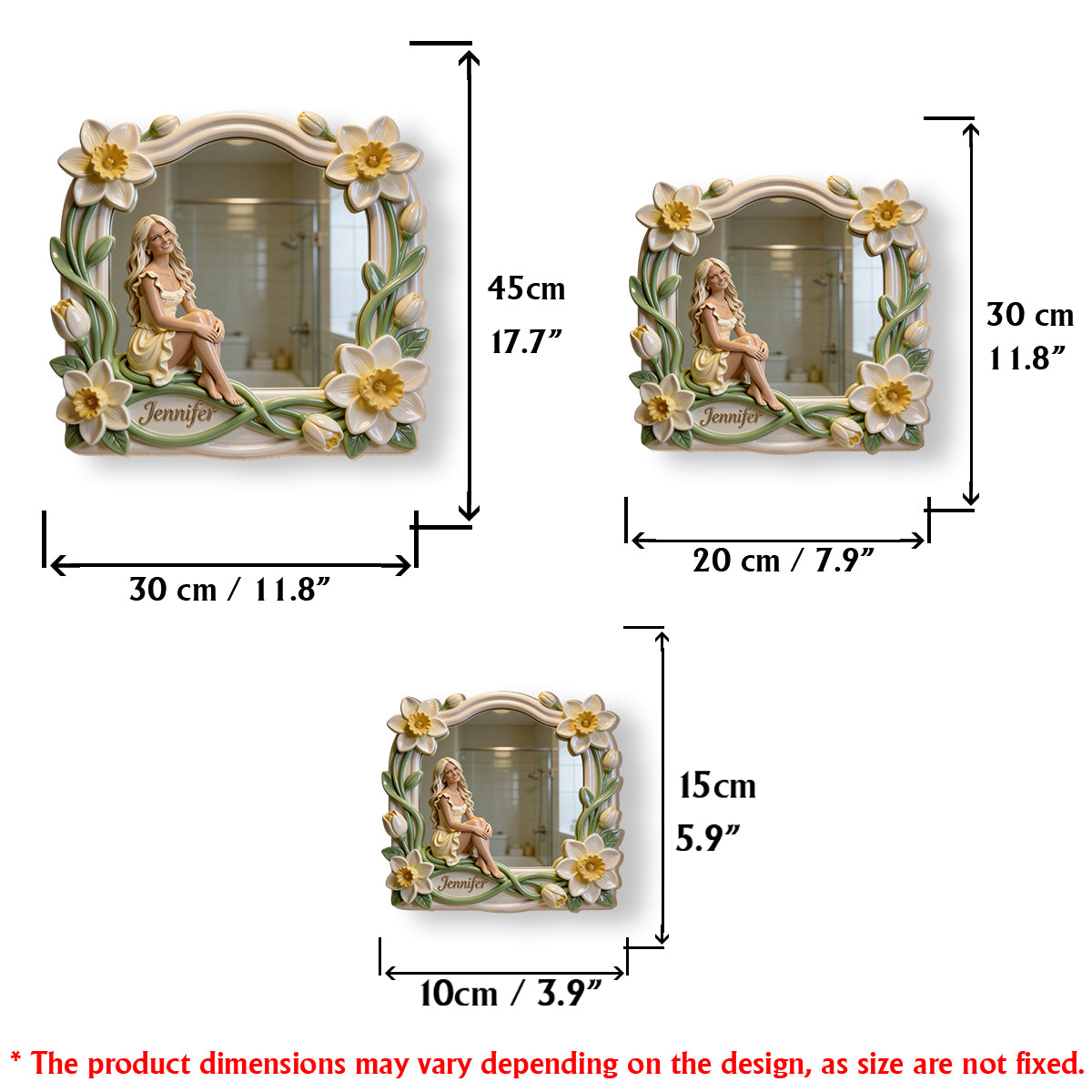 Custom Any Photo And Flower - Personalized Self Love Wall Hanging Mirror