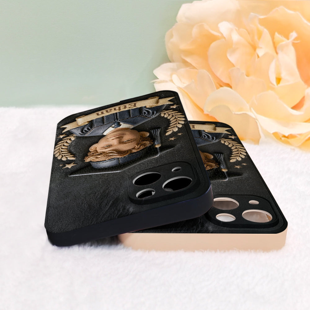 Graduation Gift - Personalized Graduation 3D Embossed Leather Phone Case