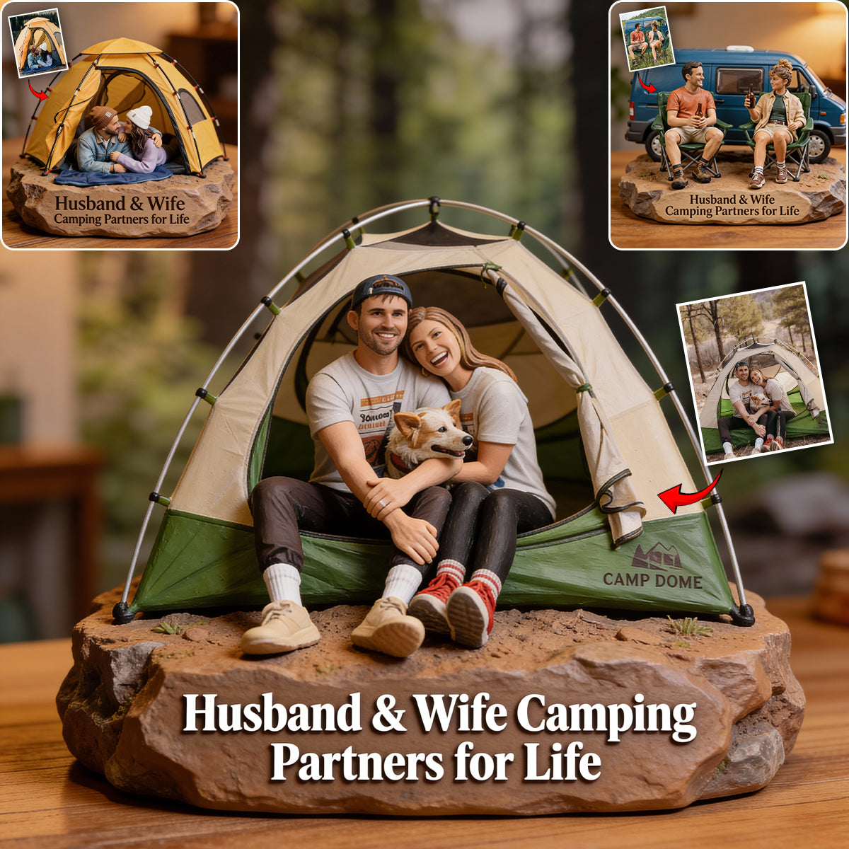 Für Outdoor-Fans – Personalisierte Acrylplakette in individueller Campingform