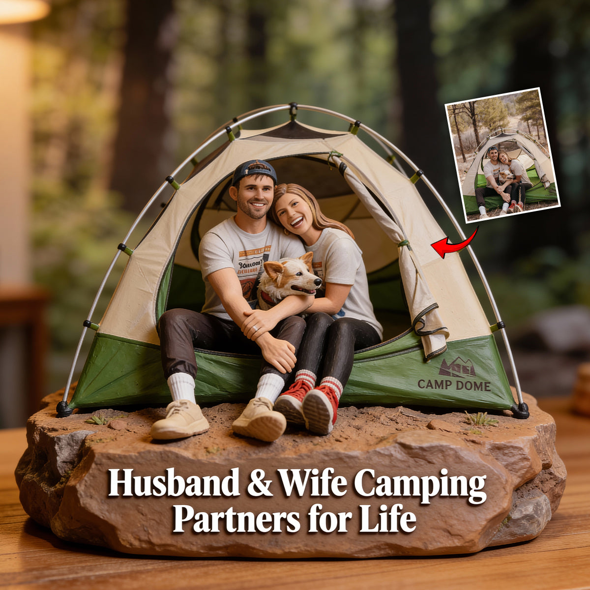 Für Outdoor-Fans – Personalisierte Acrylplakette in individueller Campingform