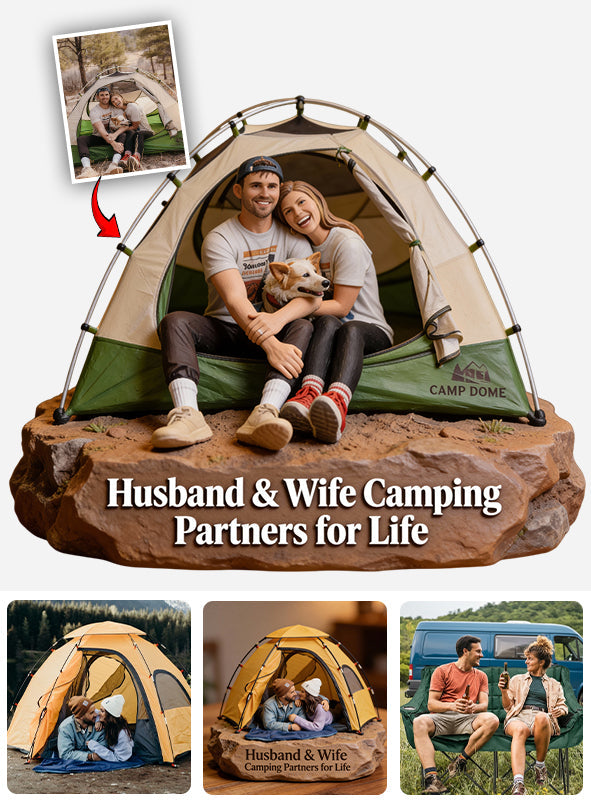 Für Outdoor-Fans – Personalisierte Acrylplakette in individueller Campingform