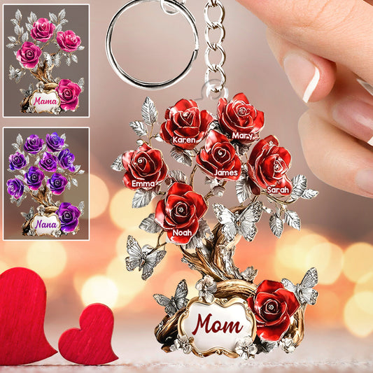 Blumen für Mama und Oma – personalisierter Mutter-Schlüsselanhänger