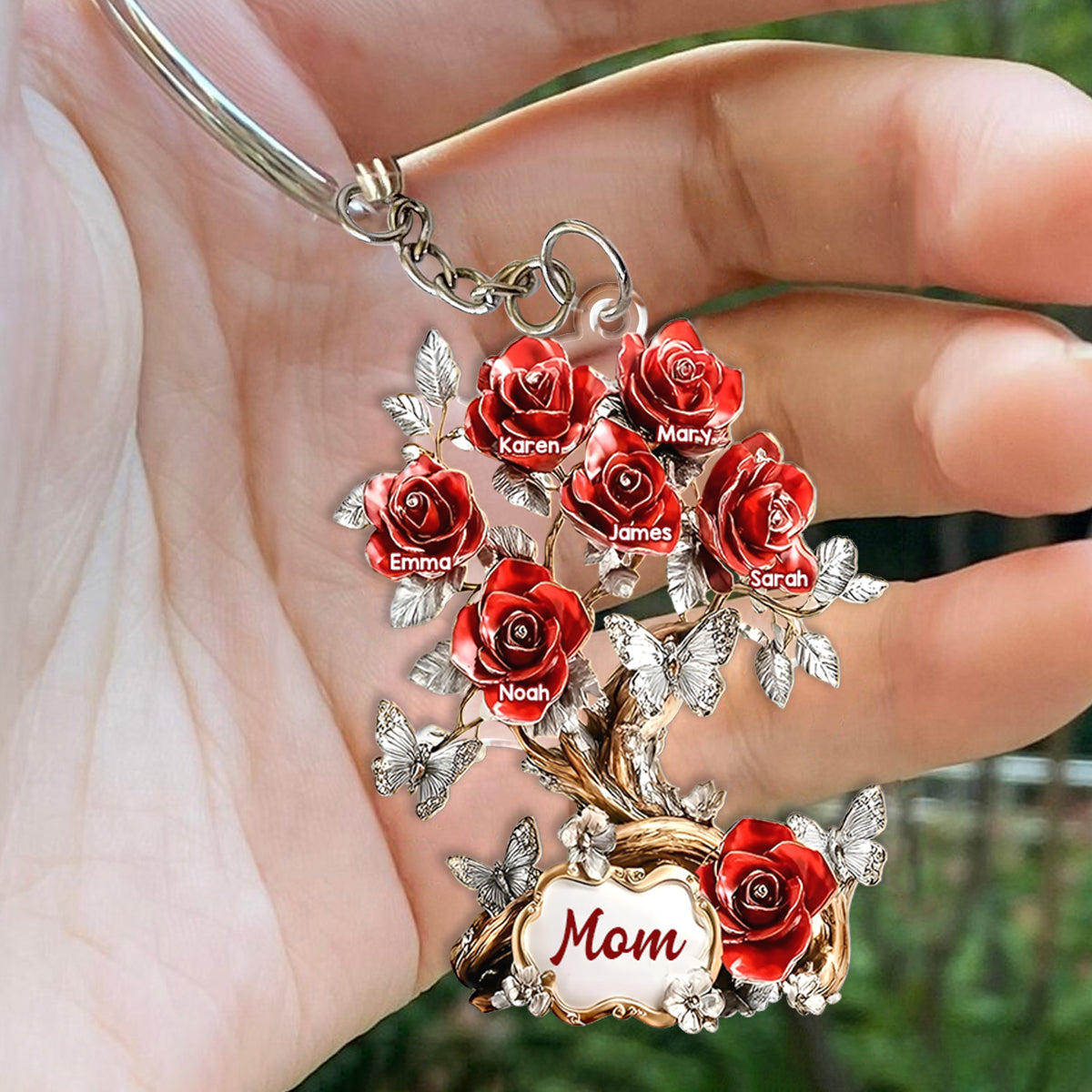 Blumen für Mama und Oma – personalisierter Mutter-Schlüsselanhänger