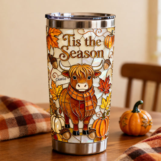Tis The Season - Personalized Highland Cow Tumbler