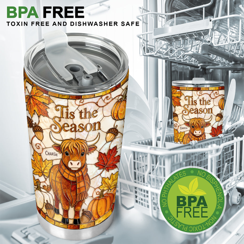 Tis The Season - Personalized Highland Cow Tumbler