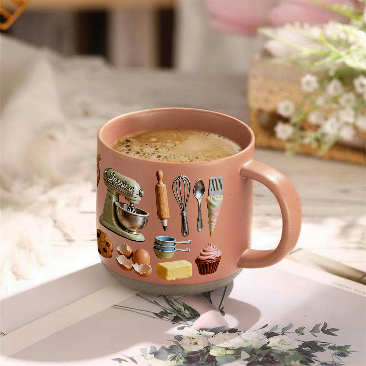 Love Baking - Personalized Baking Printed Pottery Mug