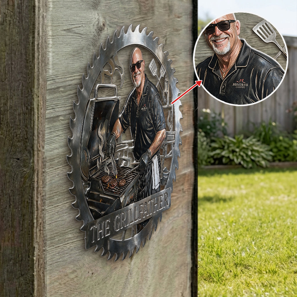 Grill & Bar - Personalized Grilling 3D Printed Cut Metal Sign