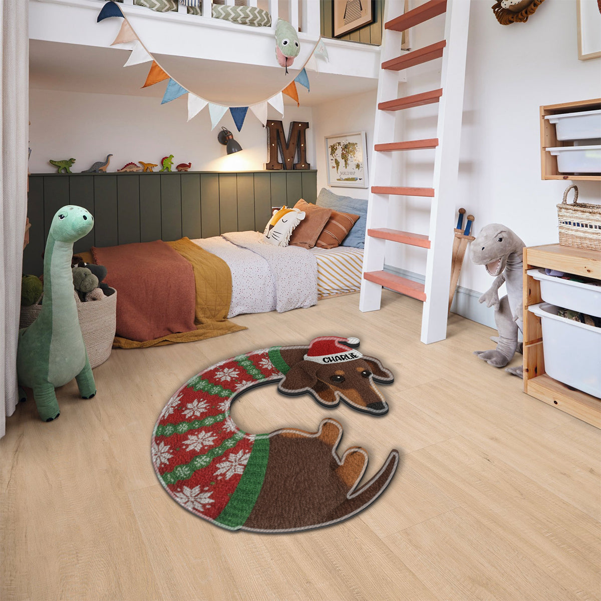 Niedlicher Dackel-Weihnachtsbaumrock – personalisierter, rutschfester Dackel-Teppich