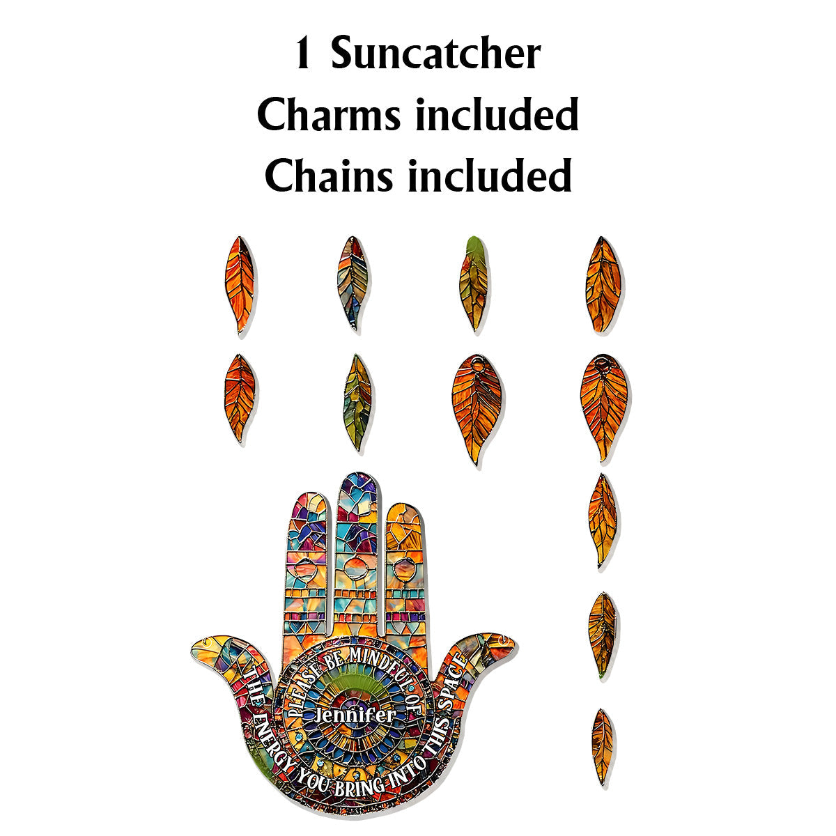 Please Be Mindful - Personalized Yoga Window Hanging Suncatcher With Charms