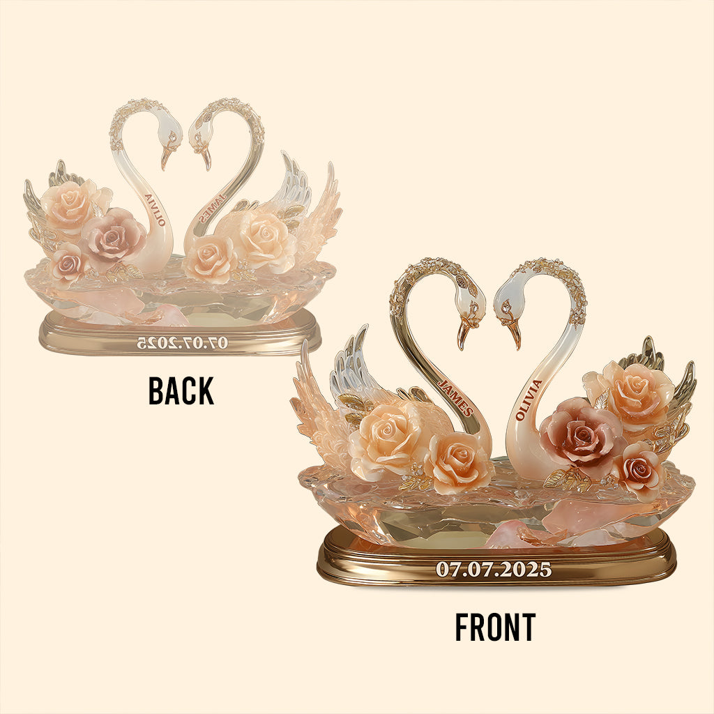 Ewige Liebe, Schwanenpaar – Personalisierte Acrylplakette in individueller Form für Paare