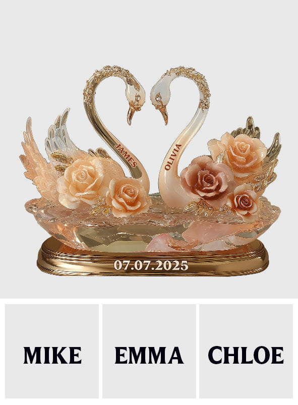 Ewige Liebe, Schwanenpaar – Personalisierte Acrylplakette in individueller Form für Paare