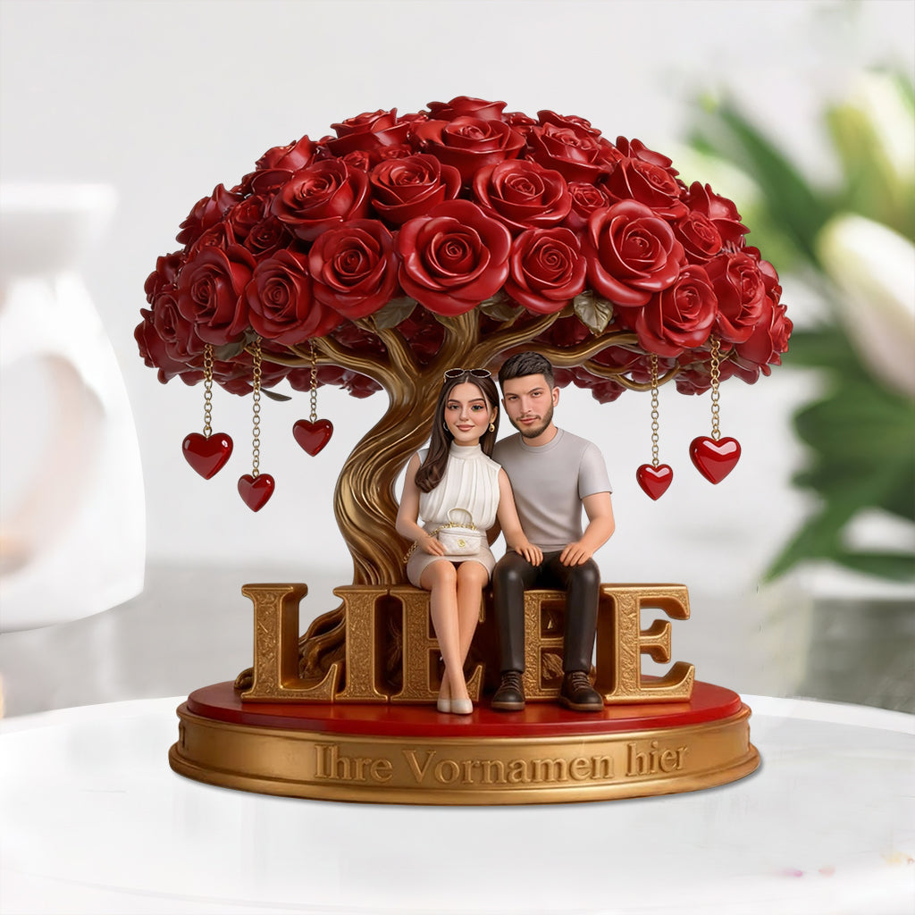 Personalisierte Paarfigur unter Rosenbaum - Personalisierte Acrylplatte Für Paare In Individueller Form