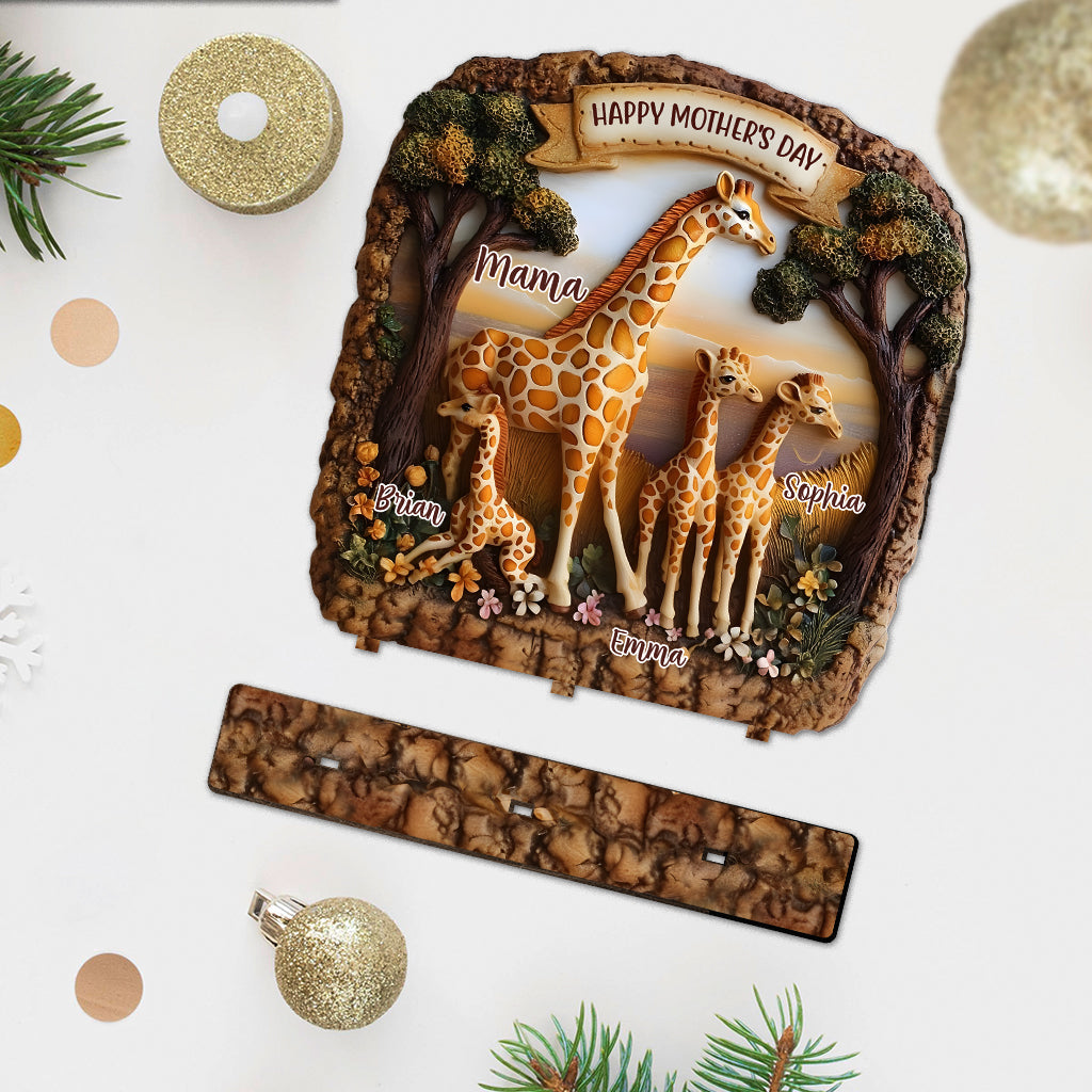 Giraffenmama – Personalisierte, einlagige, große, freistehende Giraffenmama