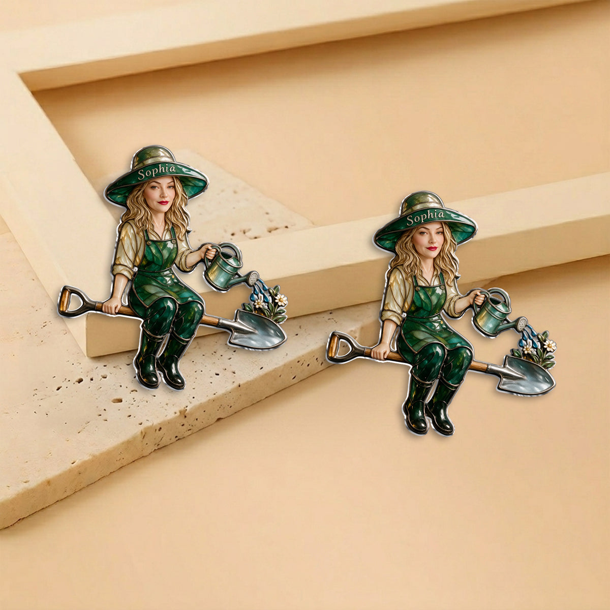 Gartenliebe - Personalisierte 3D-Prägung Emaille-Anstecknadel