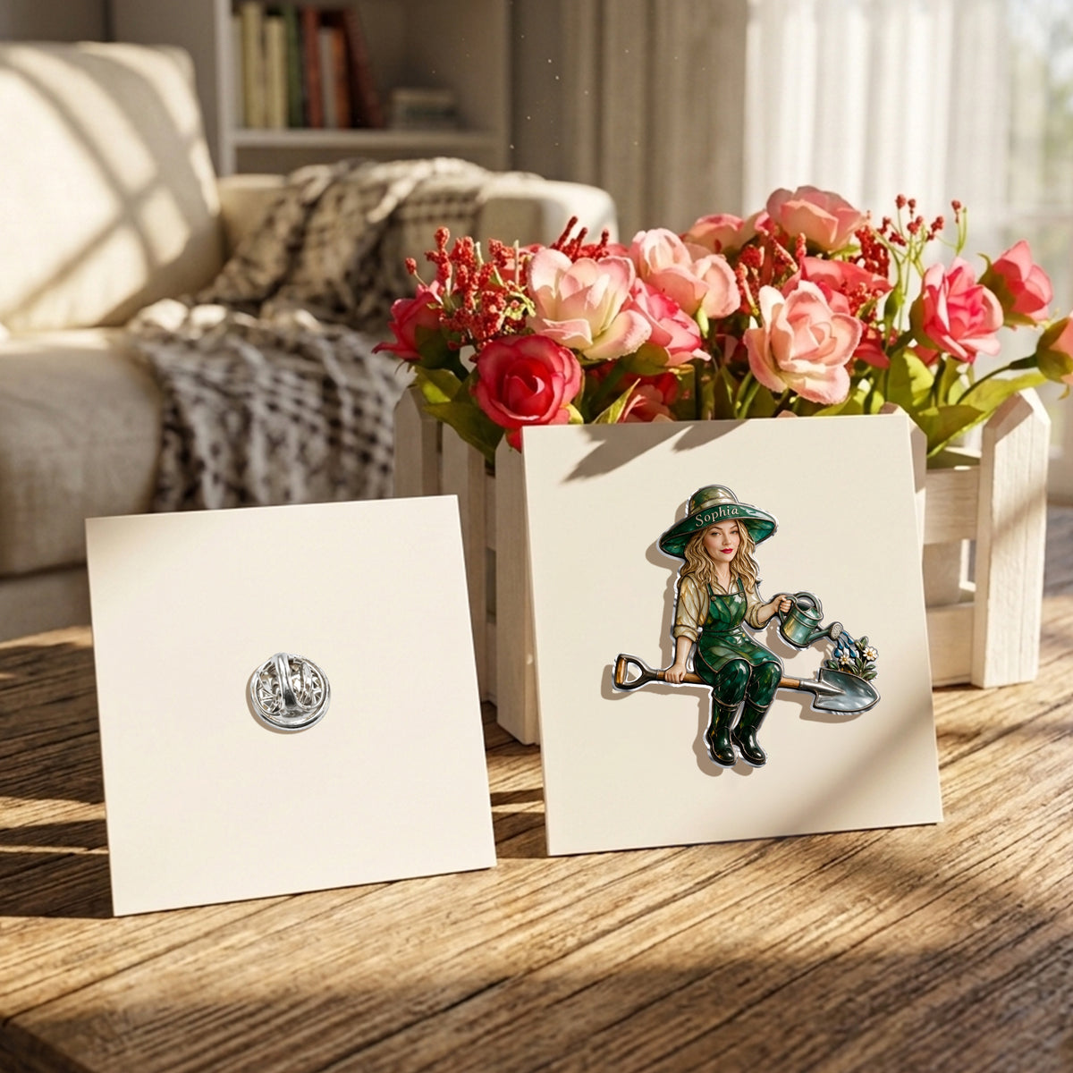 Gartenliebe - Personalisierte 3D-Prägung Emaille-Anstecknadel