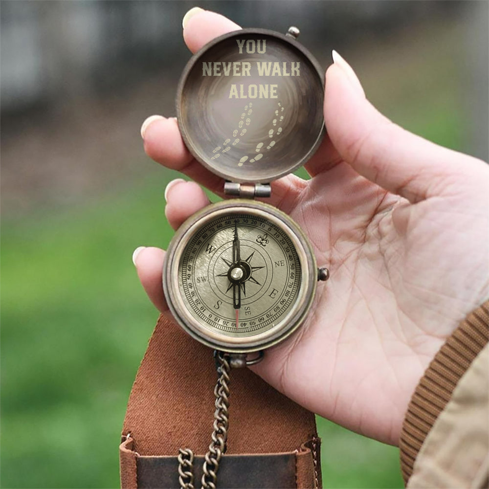 You Never Walk Alone Gift For Dad, Grandpa, Son,.. - Personalized Father Compass