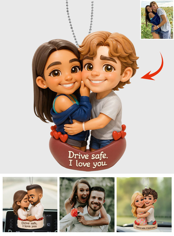 Gute Fahrt – Personalisierter transparenter Autoanhänger für Paare