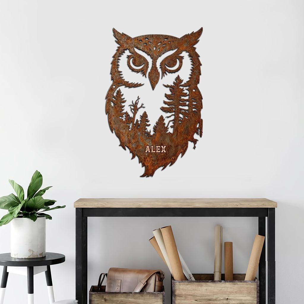 Beautiful Forest Owl - Personalized Owl Cut Metal Sign
