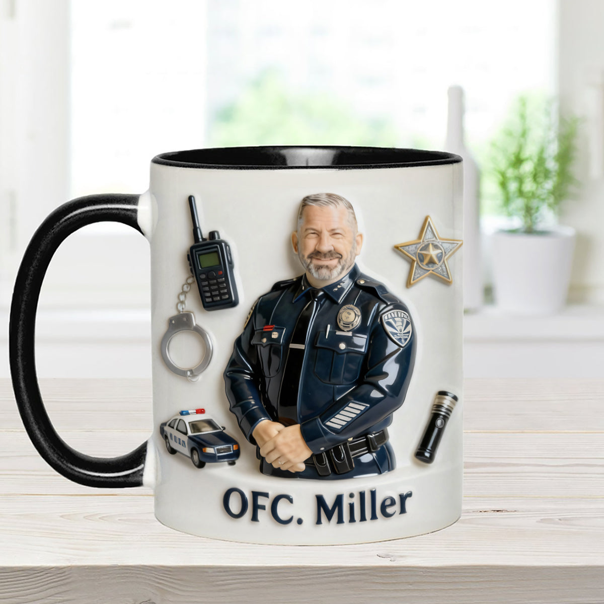 Custom From Any Photo - Personalized Police Officer Set Accent Mug with Acrylic Stirrers