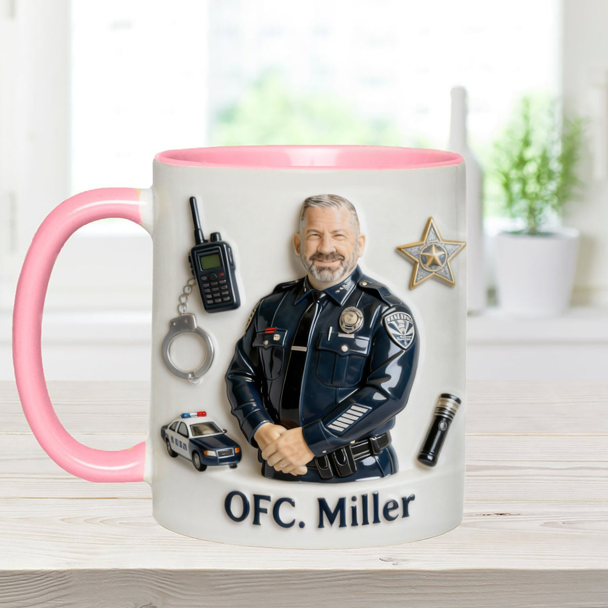 Custom From Any Photo - Personalized Police Officer Set Accent Mug with Acrylic Stirrers