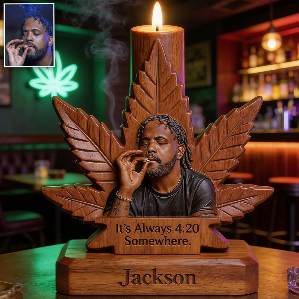 Cannabis-Enthusiast - Personalisierter Weed Kerzenhalter in individueller Form
