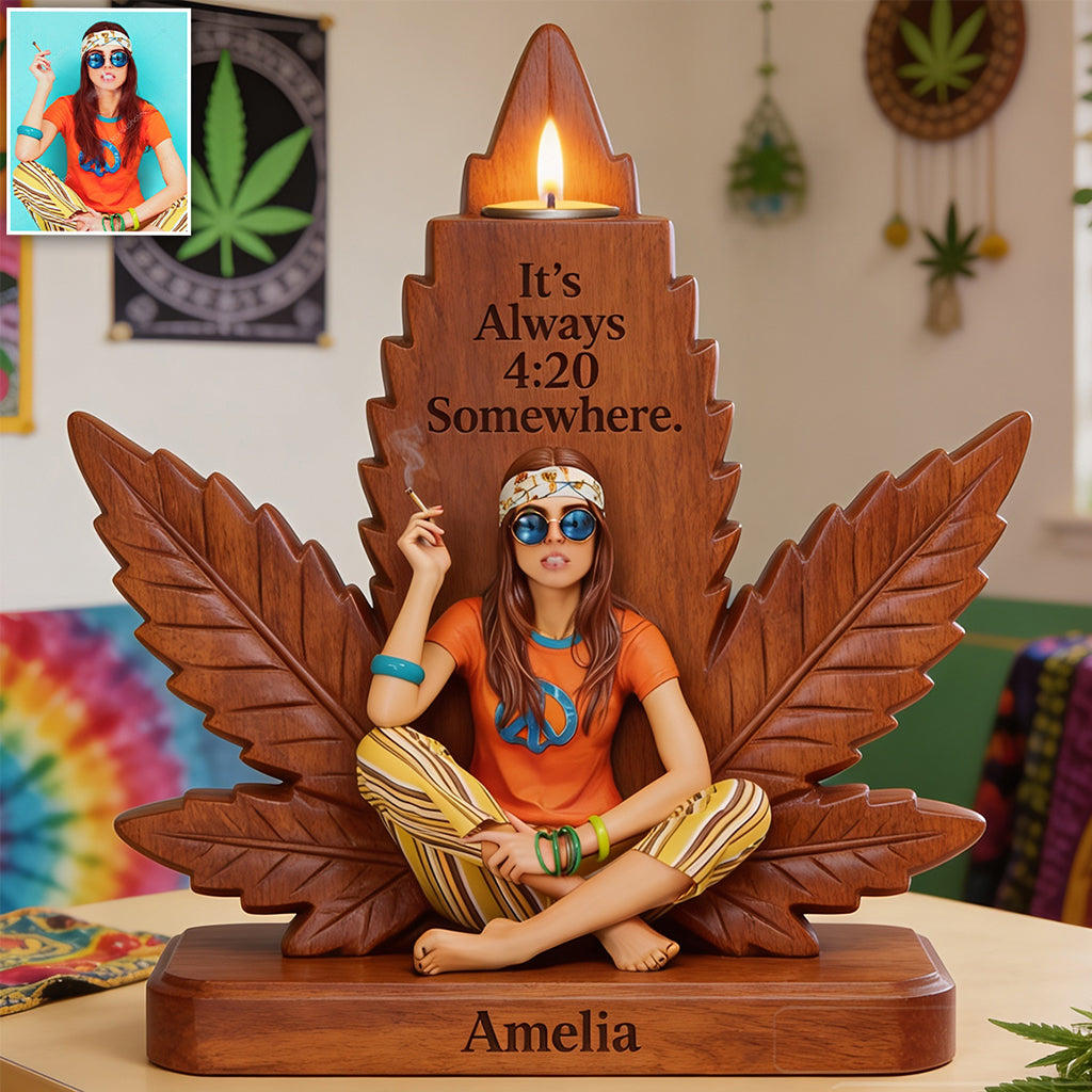 Cannabis-Enthusiast - Personalisierter Weed Kerzenhalter in individueller Form