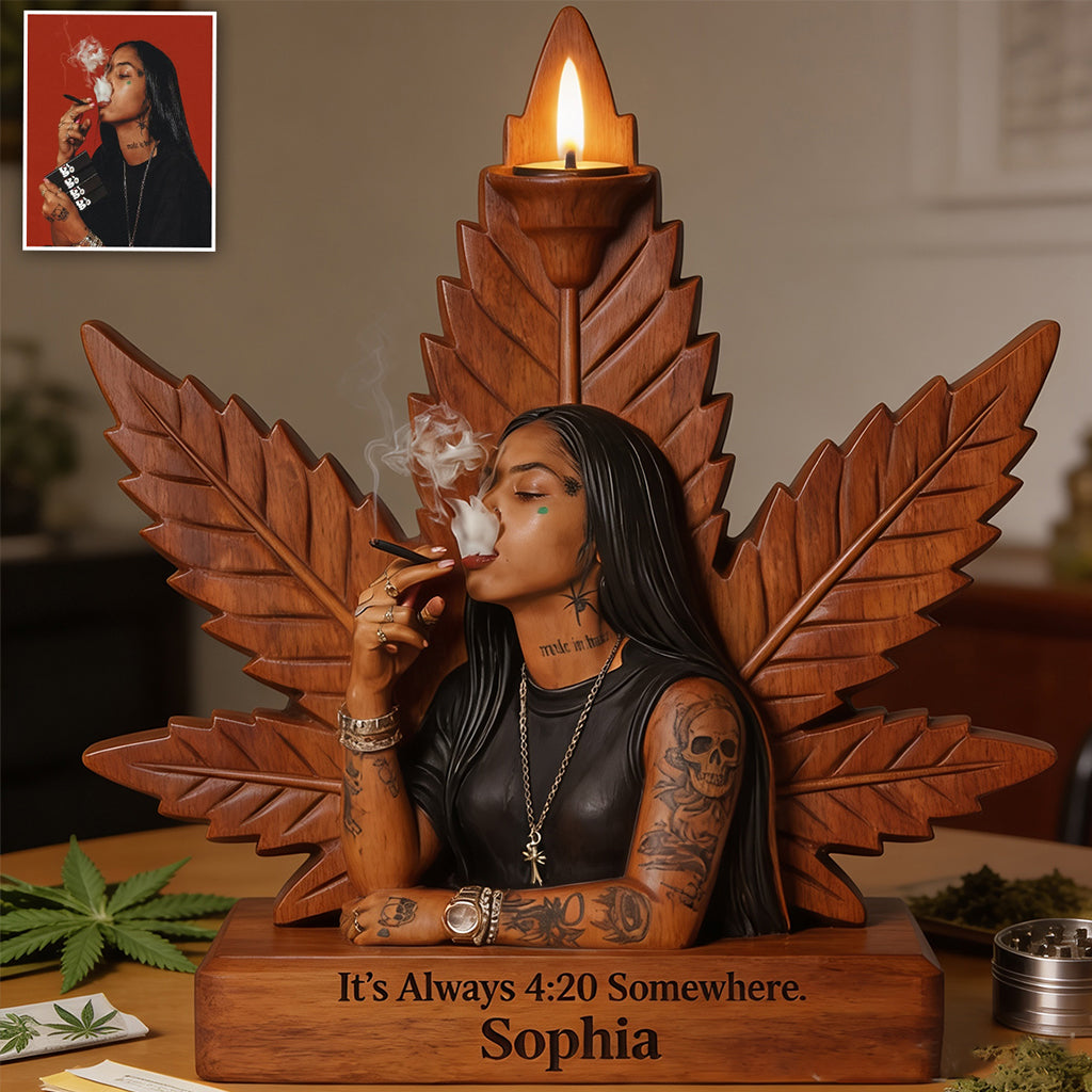 Cannabis-Enthusiast - Personalisierter Weed Kerzenhalter in individueller Form