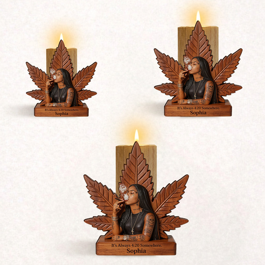 Cannabis-Enthusiast - Personalisierter Weed Kerzenhalter in individueller Form