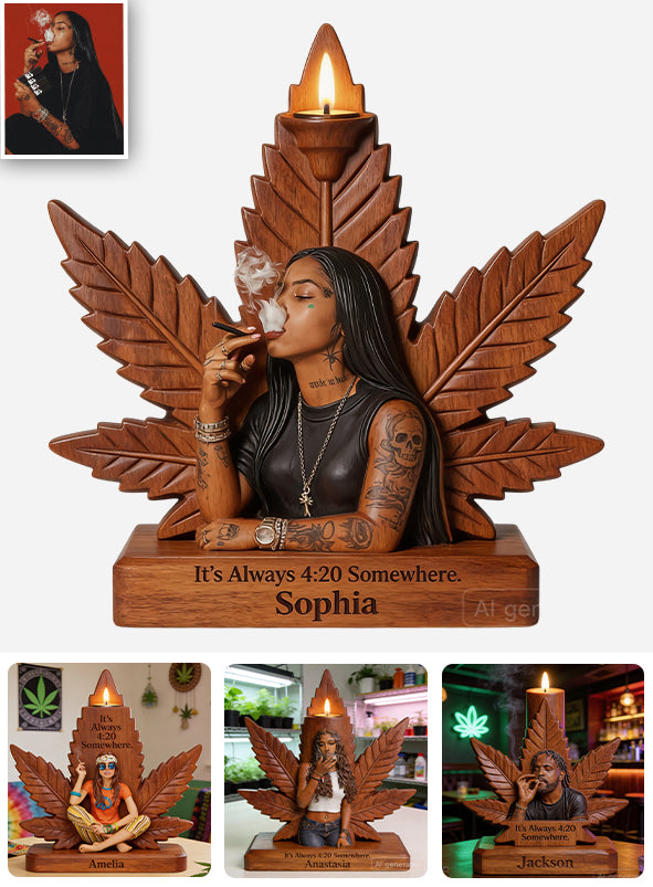 Cannabis-Enthusiast - Personalisierter Weed Kerzenhalter in individueller Form