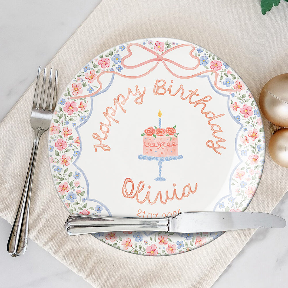 Birthday Gift - Personalized Birthday Ceramic Round Plate