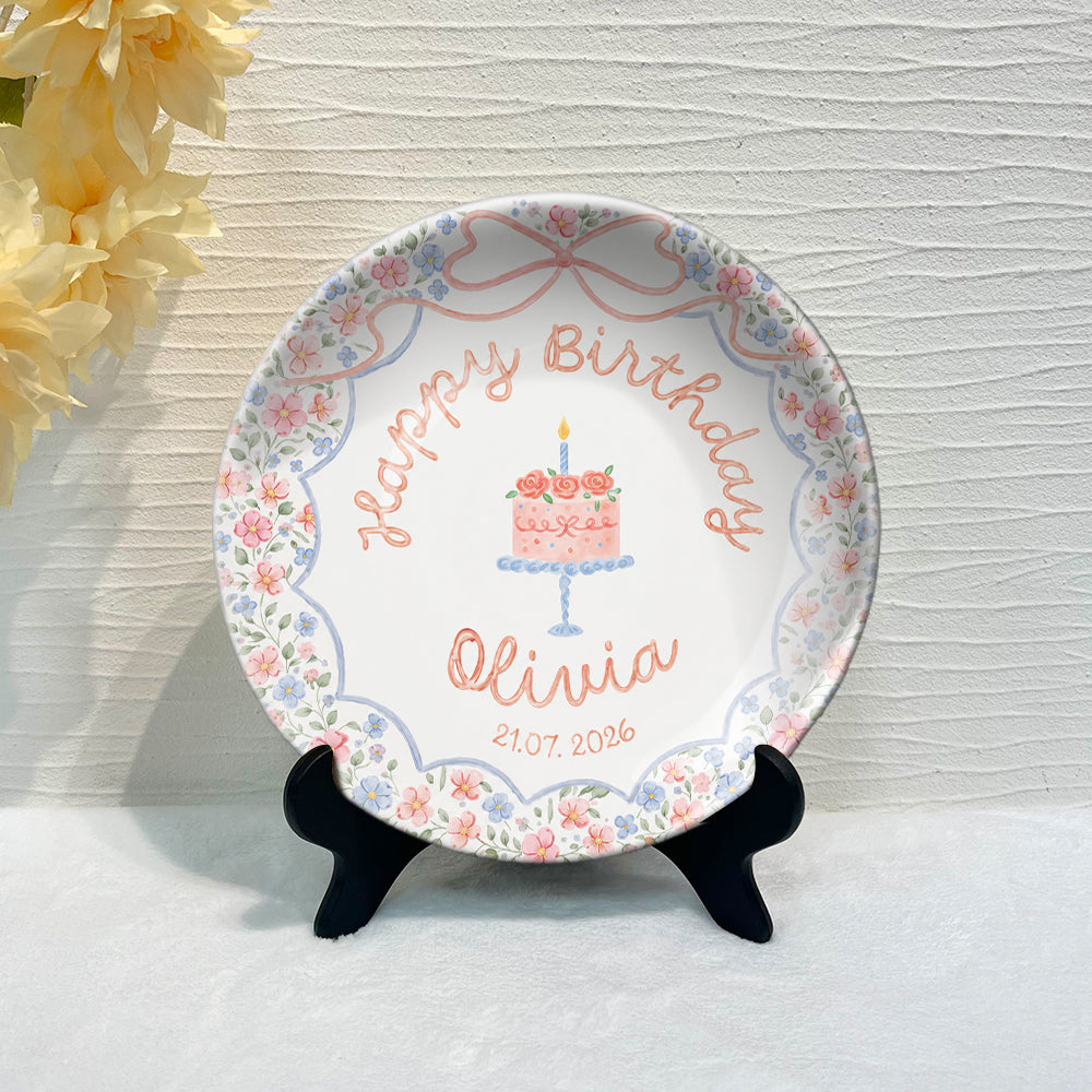 Birthday Gift - Personalized Birthday Ceramic Round Plate