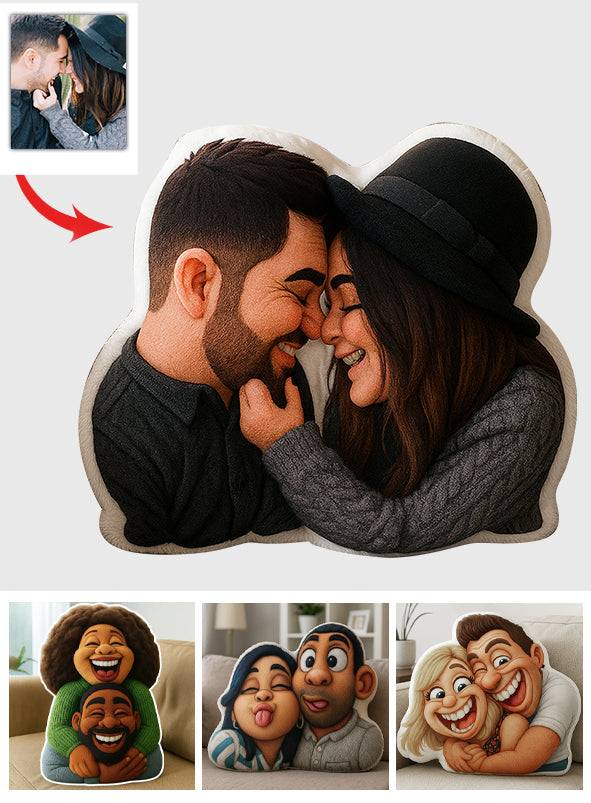 Lustiges Geschenk: Personalisiertes Kissen in Form eines Maskottchens im Cartoon-Stil